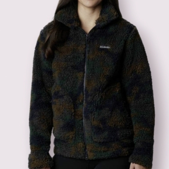 Columbia Camo Sherpa Jacket Medium Fleece Plush Heavy Camouflage - Picture 1 of 5